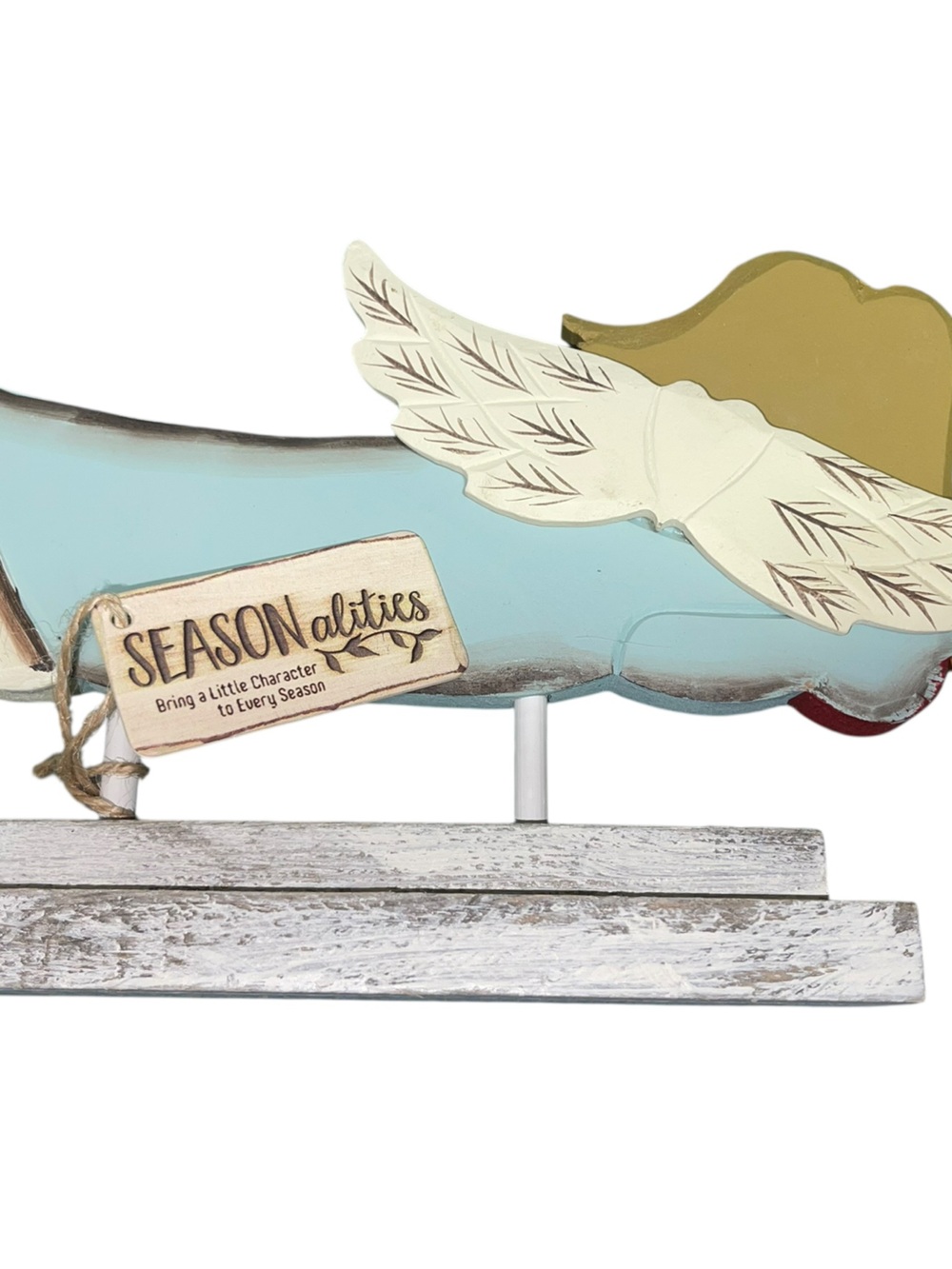 Seasonalities Wooden Holiday Angel Table Accent - Light Blue (3 available) - Picture 3 of 3